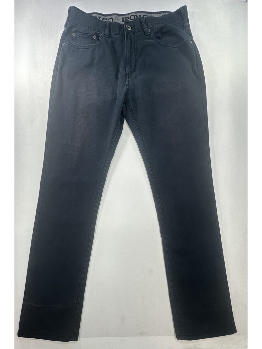 Iron Co Flat Front 5 Pocket Elastic Chinos Blue Mens 38/32